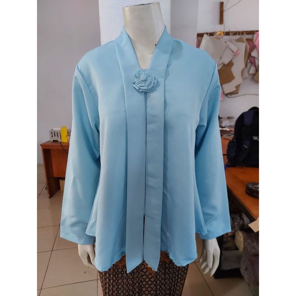 (P92/100) Kebaya floy TANGAN PANJANG kutubaru std-jumbo busui kartini KeroncongBusana (PJG)-Mint Blue