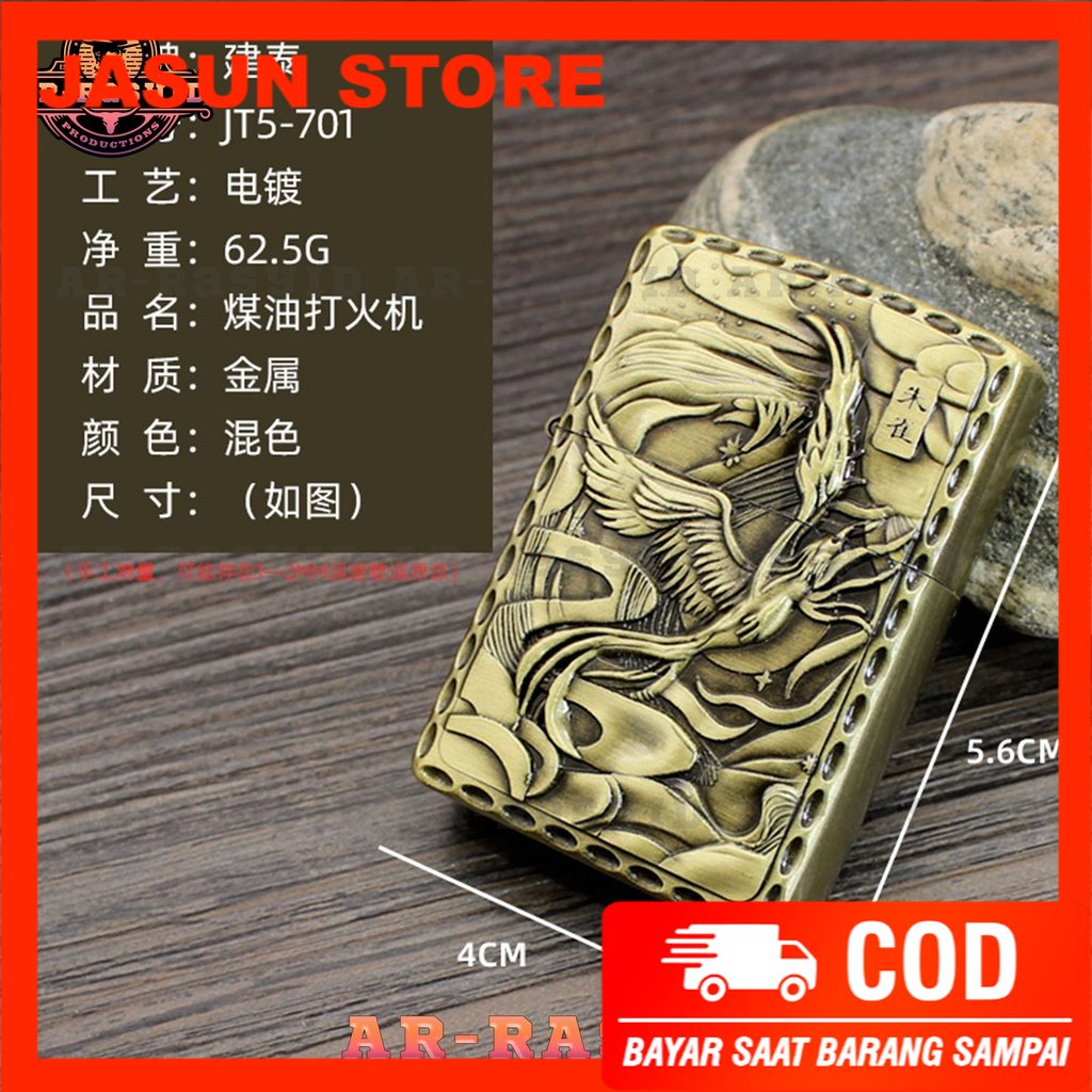 BISA COD! Korek Api Roda Zippo Api Minyak Jiantai Motif Hewan Mytical JTS-701