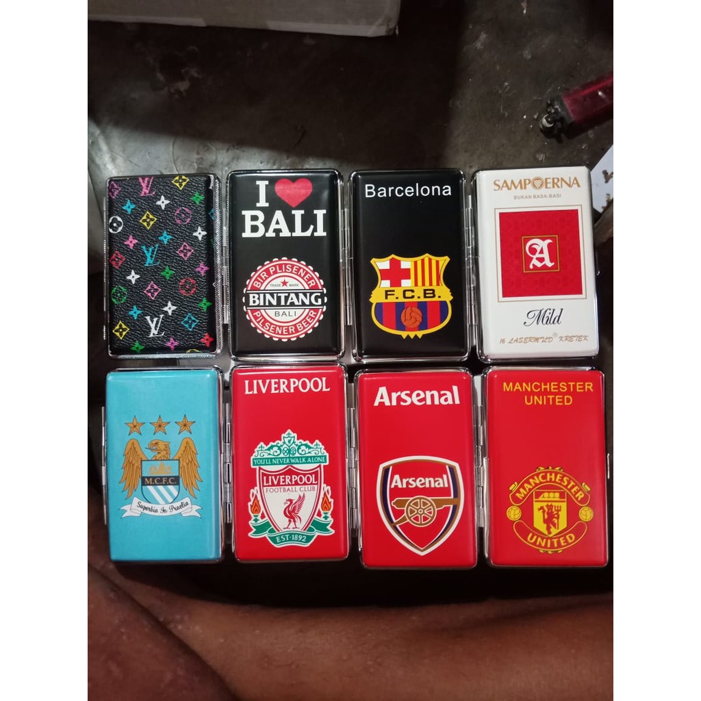 tempat rokok tanpa korek motif club bola dan merk rokok