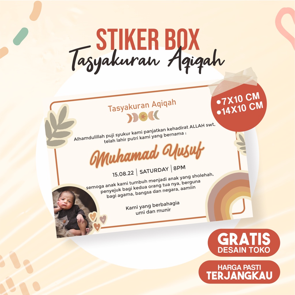 

Stiker Label Tasyakuran Aqiqah Anak Tempel Box Makanan Lucu custom / Gratis Desain