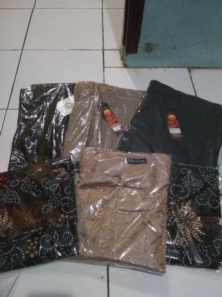 Set Batik Couple Muthia Brown (kemeja, Rok Span, Dan Kebaya Free Slendang)