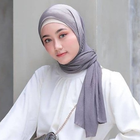 PASHMINA LIDI ( FULL ) PLISKET - JILBAB PASMINA PLEATED SHAWL BAHAN DIAMOND 175 x 75 CM-grey