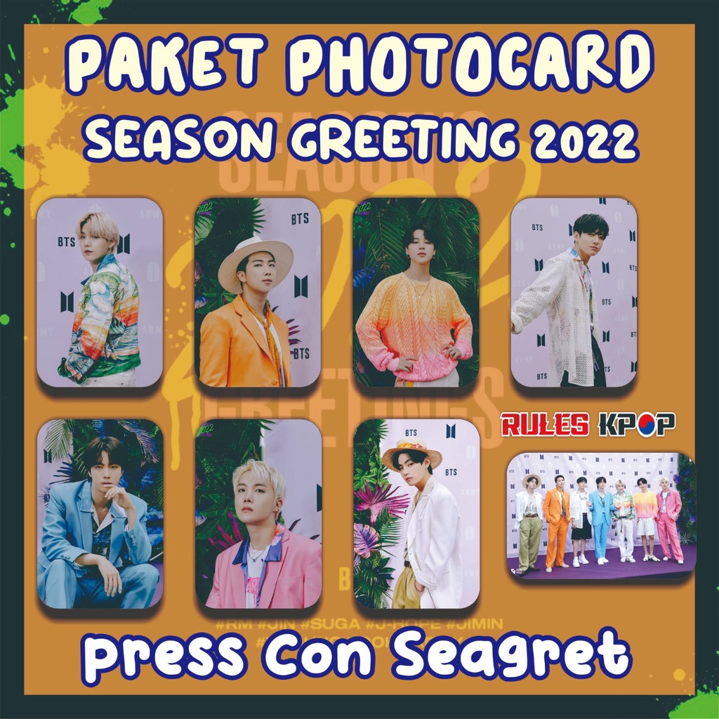 [8 lembar] PAKET PHOTOCARD BTS SEASON GREETING 2022 SET PC BTS SEAGRET 2022 PHOTOCARDS BTS SEASON GR
