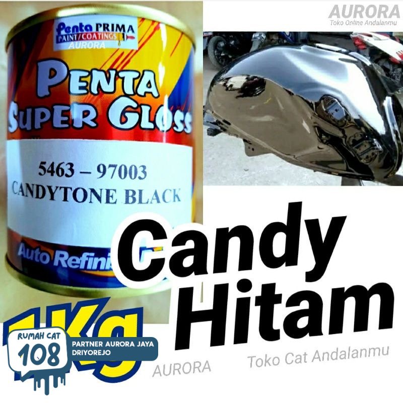 

Rumah Cat - Cat Penta Super Gloss Candytone Black 1Kg Candy Tone Hitam / Duco Transparan Sepeda Motor Mobil Semprot Duko Diko Kenditon Kendi 1 Kg Kilo Rumah Cat Motor dan Mobil