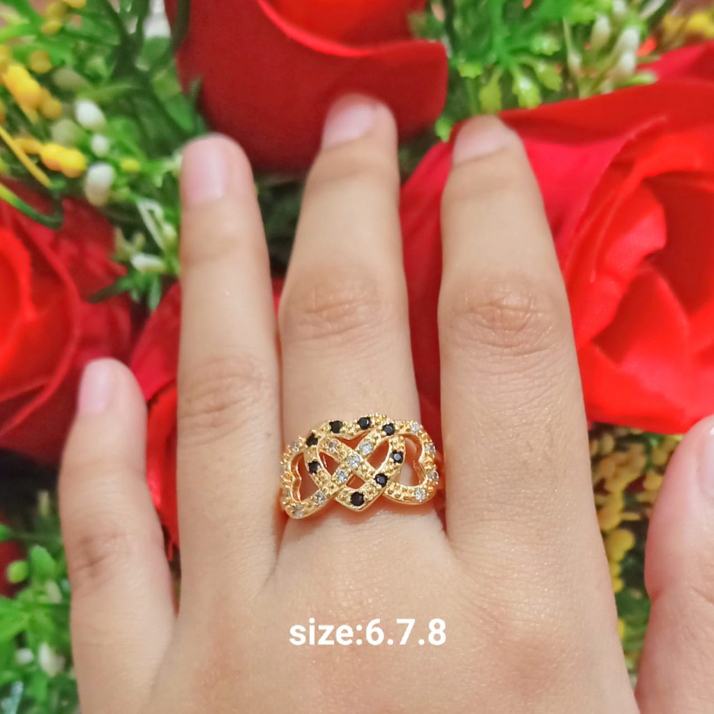 Cincin Dewasa Permata Zircon Gold Perhiasan Wanita Limited edition (COD)