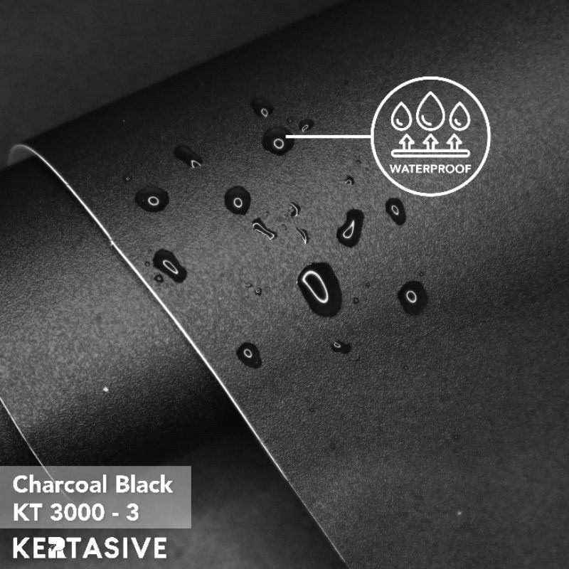 KERTASIVE PVC INTERIOR FILM CHARCOAL BLACK sticker stiker wallpaper sheet water proof hitam arang do