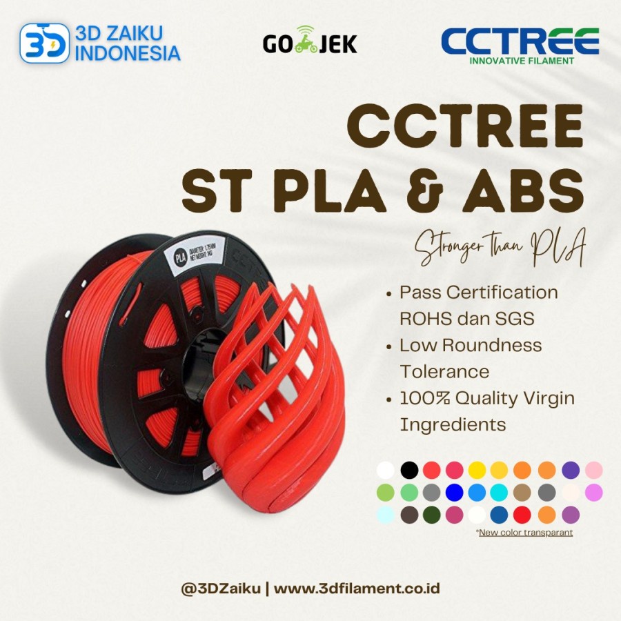 CCTree ST PLA and ABS 3D Filament Bahan Kuat untuk semua 3D Printer