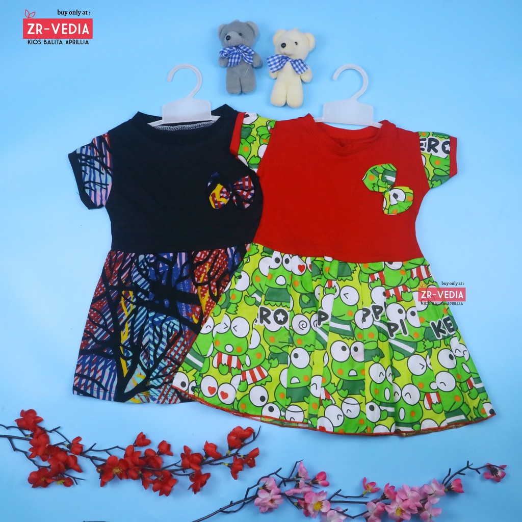 Dress Karin uk 1-2 Tahun /  Anak Perempuan Dres Lengan Murah Pesta Baju Gaun Pesta Import Baby