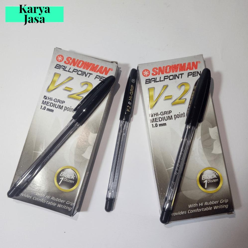 Snowman V2 Hi-Grip Medium Point 1.0Mm| Pulpen Hitam | Grosir Atk Medan