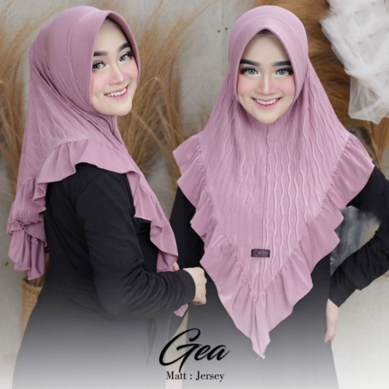 (AMD) HIJAB BERGO GEA RUFFLE REMPEL GELOMBANG CINTA PED ANTEM INSTAN DIAMOND