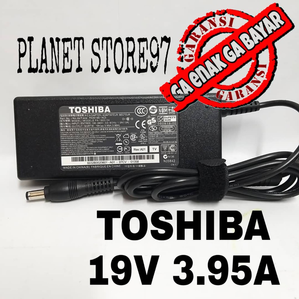 TOSHIBA Original Adaptor Charger Laptop PA1750 PA3380 A100 L300 L350 M65 19V 3.95A ( 5.5*2.5)