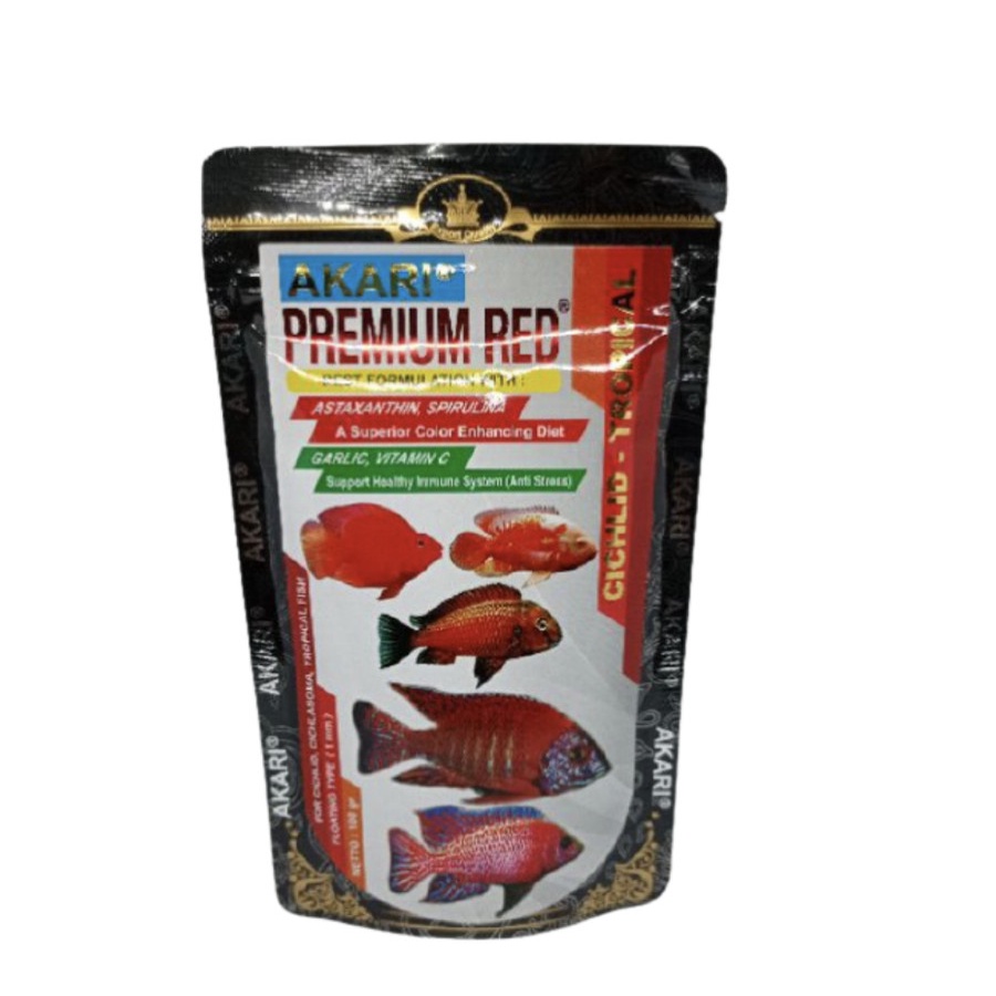 Akari Premium red CICHLID Chiclid Tropical 100 gr Pelet 1MM