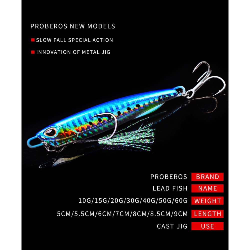 UMpan Pancing Metal Jig premium Merk proberos Khusus LF103 berat 60 gram dan LF108 50 gram jigging fishing lure