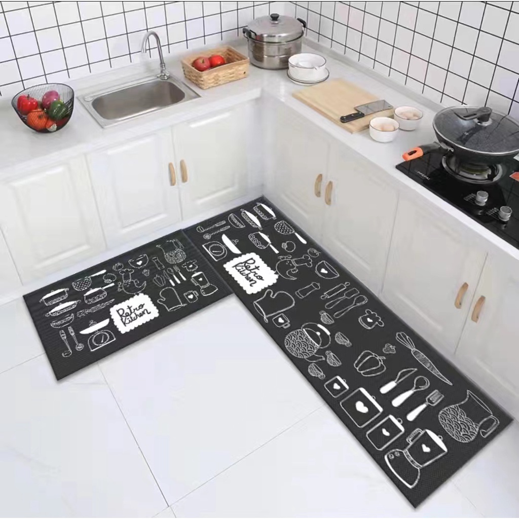 JOS1466 Keset Kaki 2in1 40x60cm Dan 40x120cm Keset Kaki Dapur Kamar Set Anti Slip