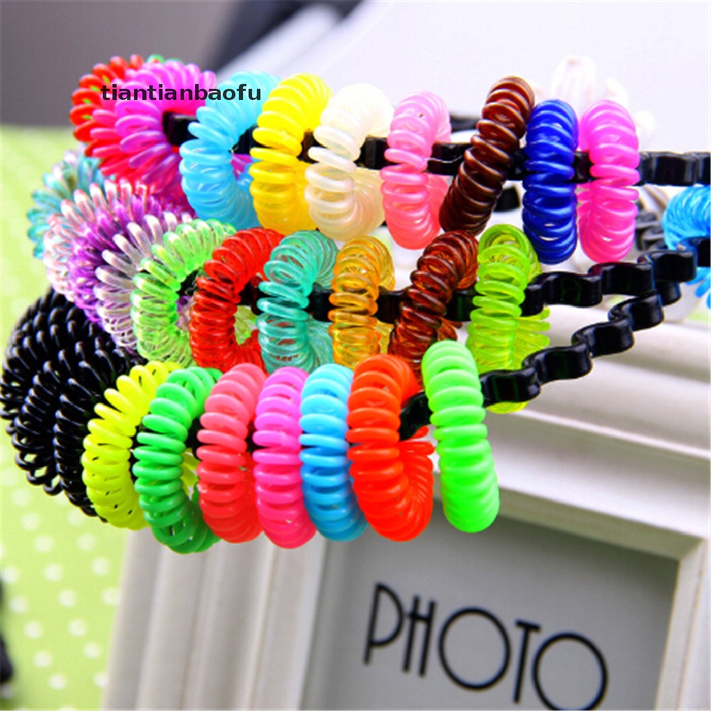 [tiantianbaofu] 10 Pcs Plastic Hair Ties Spiral Hair Ties No Crease Coil Hair Tie Ponytail Boutique