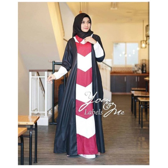 LABELS MAXY Gamis Hawwa Maxy ( LUAR HITAM ) - Bahan Moscrepe - HIJAB64      Gamis Hawwa LABELS MAXY 