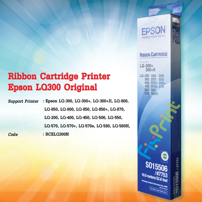 Ribbon Cartridge Original Epson LQ-300 LQ-300+ lQ-300+II LQ-800 LQ300 LQ300+ lQ300+II LQ800 Printer