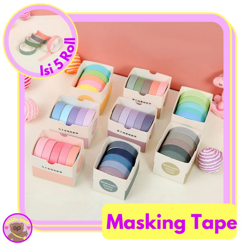 

Dhilla Stuff washi tape | Masking Tape Set 5pc Essential Collection