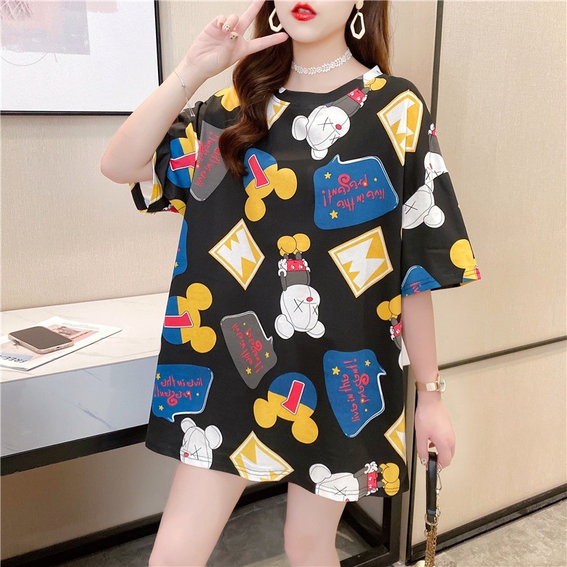 Kaos Oversize Import Mickey Kaws | KI123 | Atasan Bigsize Tshirt Fashion Wanita