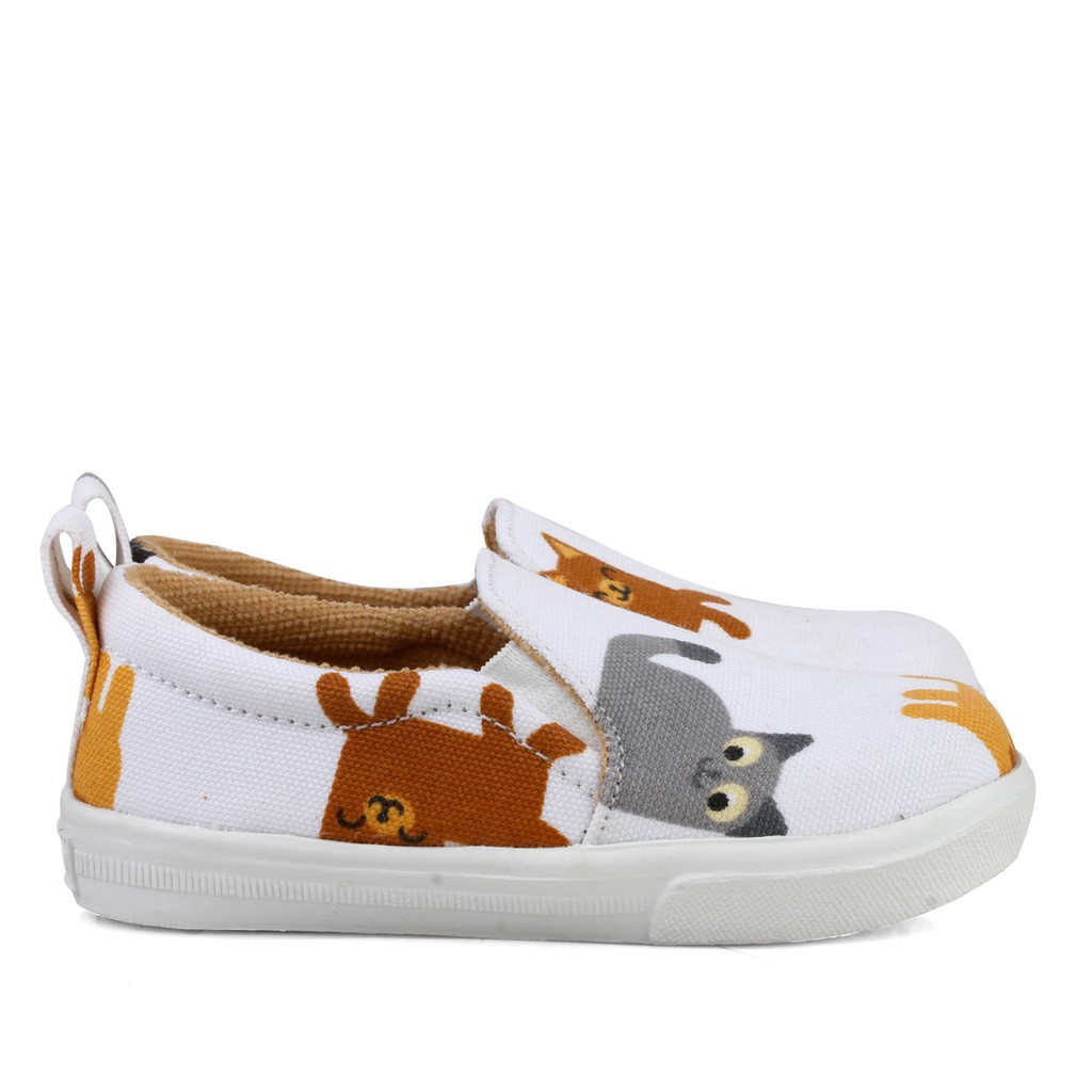 sepatu anak slip on motif kartun usia 1 2 tahun E01 KUCING PUTIH