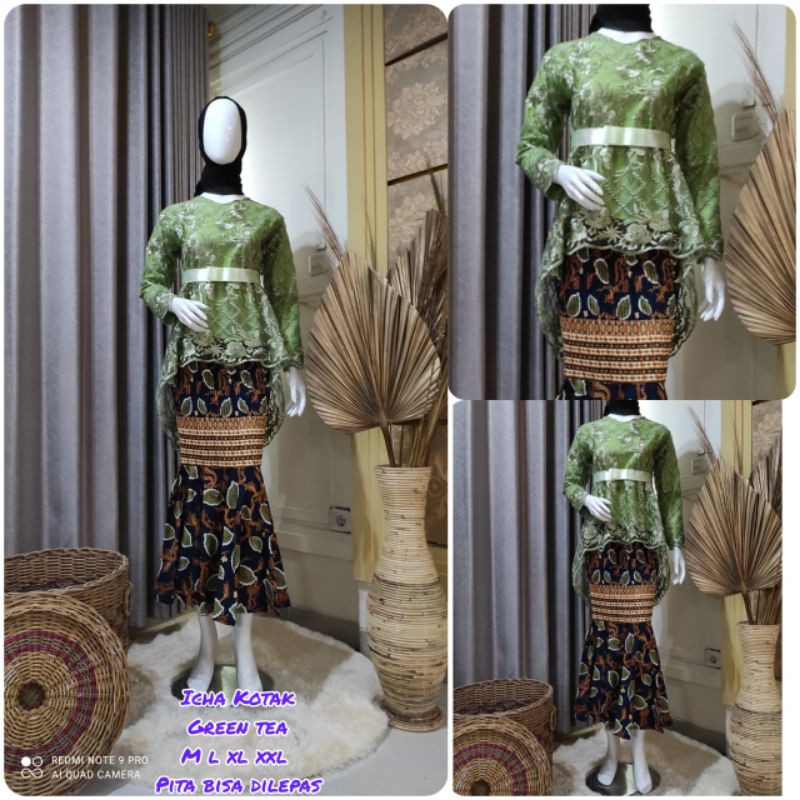 Kebaya Tile Ica Pinguin / Kebaya tile Aurora / Kebaya Brukat Murah-Grean tea.