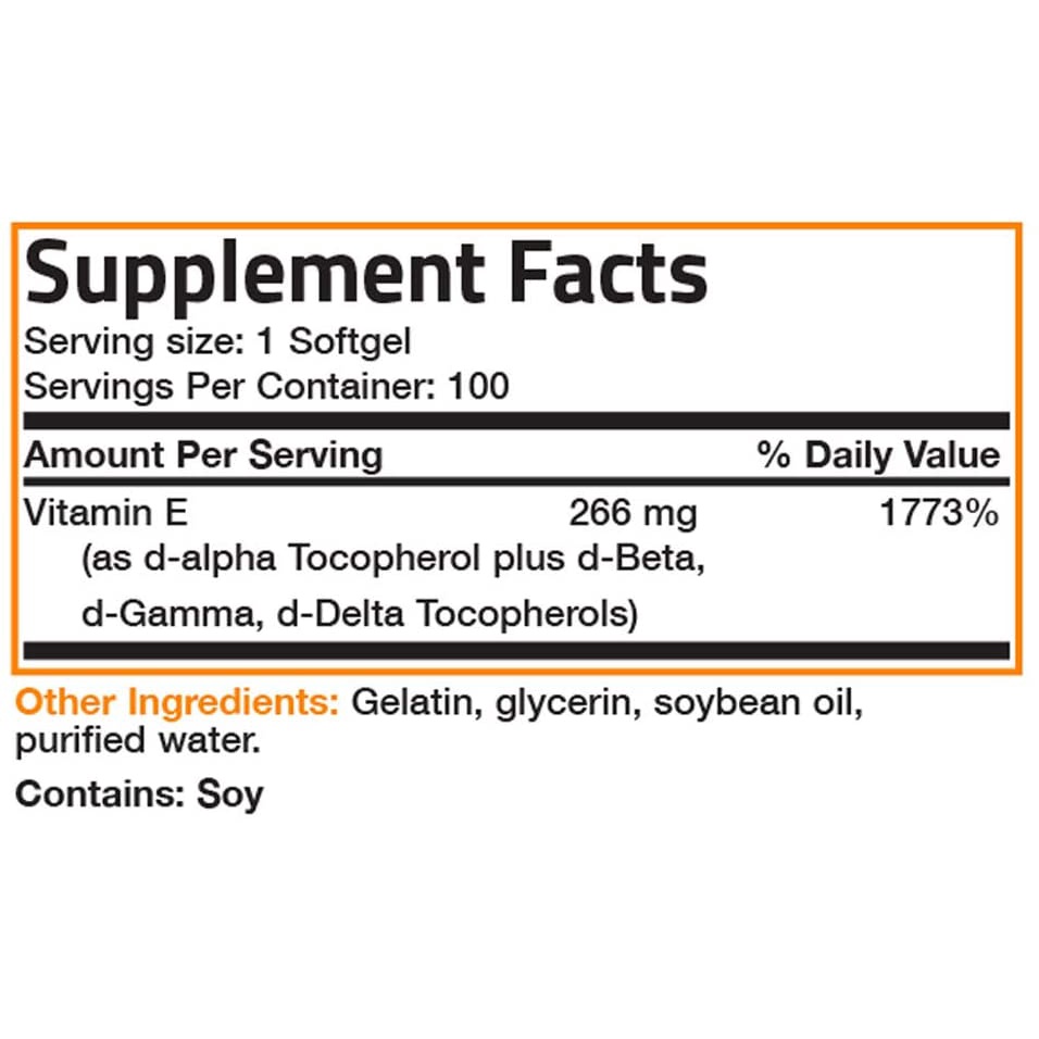 Bronson Natural Vitamin E Complex 400 IU 100 &amp; 200 Softgels