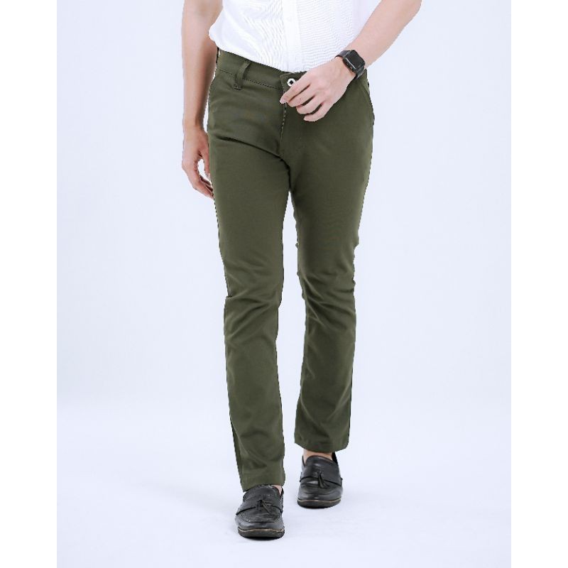 Celana Chinos Hijau Army / Chinos Panjang Army / Celana Chinos Panjang Pria