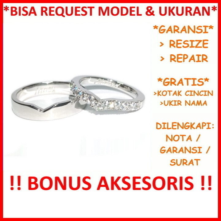 Gratis Ukir Nama Garansi Silver Asli Bisa Pesan Model Cincin Tunangan Perak Couple Kawin Nikah Id668