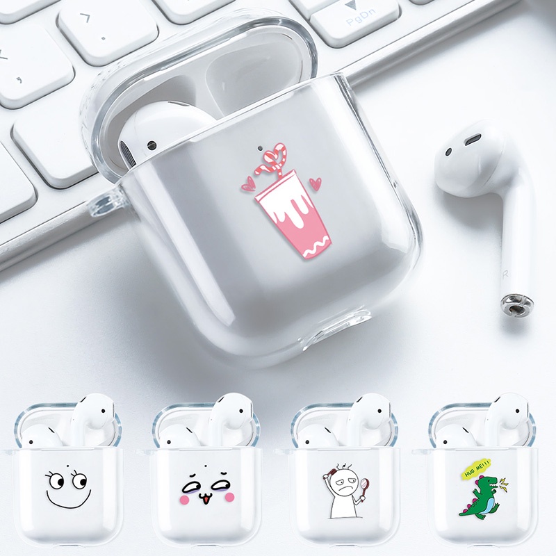 Casing Soft Case Silikon Transparan Motif Kartun Lucu Untuk AirPods 1 / 2