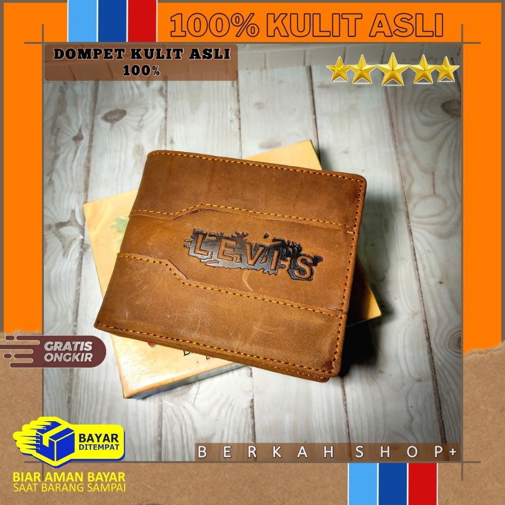 Dompet Wallet Lipat Pria Cowok Levis Levi's New Crazy Horse Kulit Sapi Asli Garut Ori Original 100% 