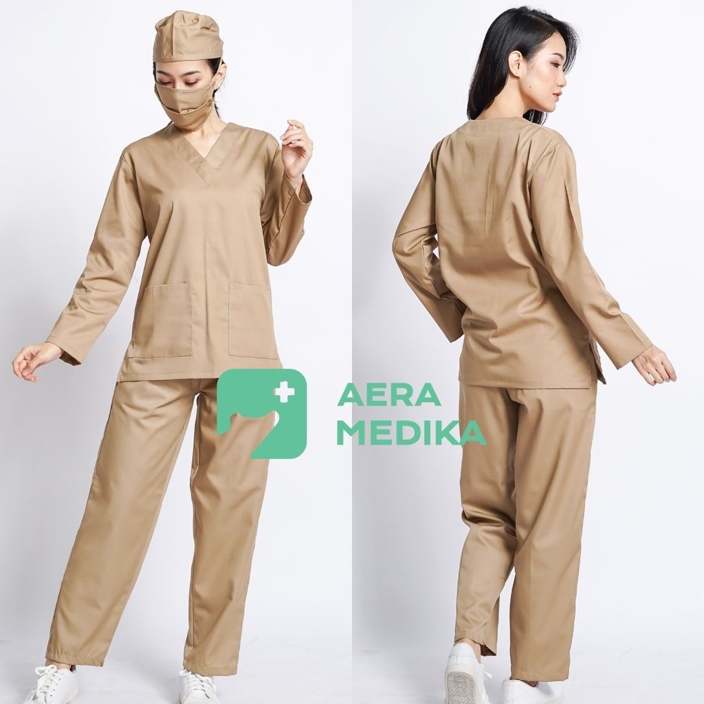 SCRUB/ BAJU JAGA / OKA Lengan Panjang AERA MEDIKA-Latte