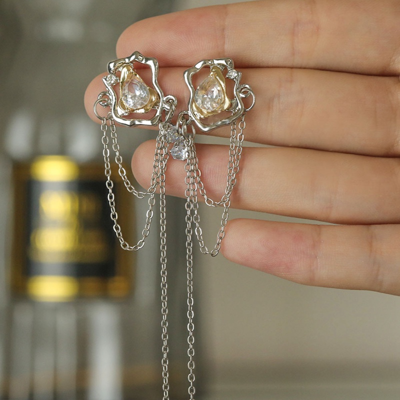 Fancyqube Anting Rantai Rumbai Geometris Zircon Untuk Pesta Ulang Tahun Wanita