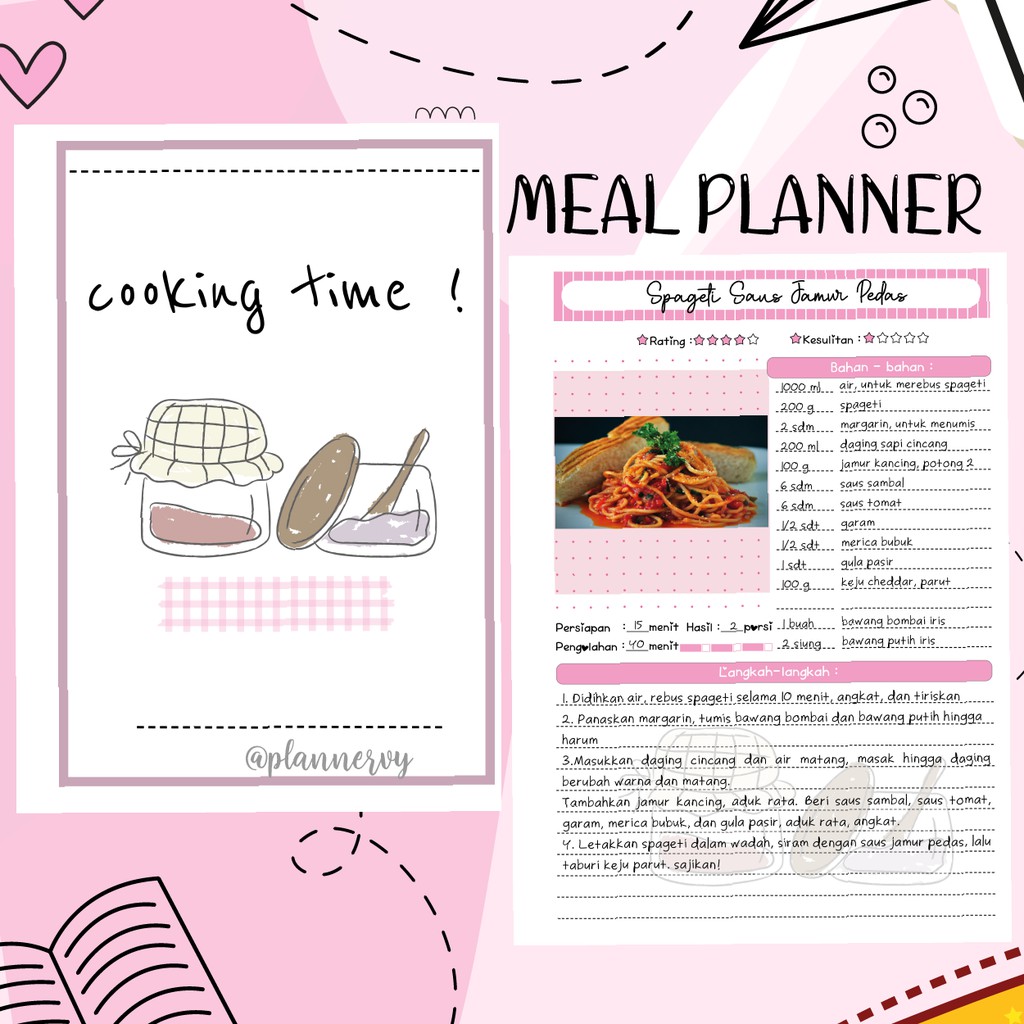

WEEKLY MEAL PLANNER PINK UANG PLANNER REFILL BINDER