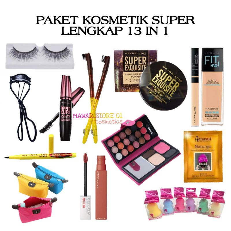 Set Make Up Fondation Concaeler Fit Me Kosmetik Laybelline Lengkap 13 In 1