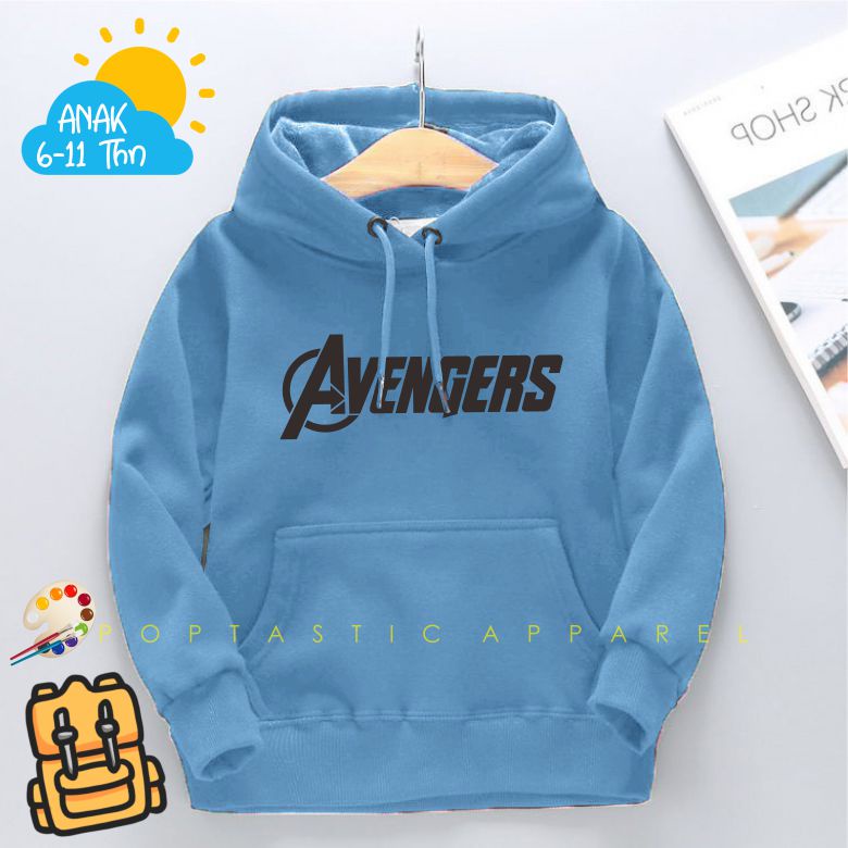 AVENGERS MARVEL Jaket Distro Sweater Hoodie anak Laki-laki perempuan LOGO FLEECE TEBAL