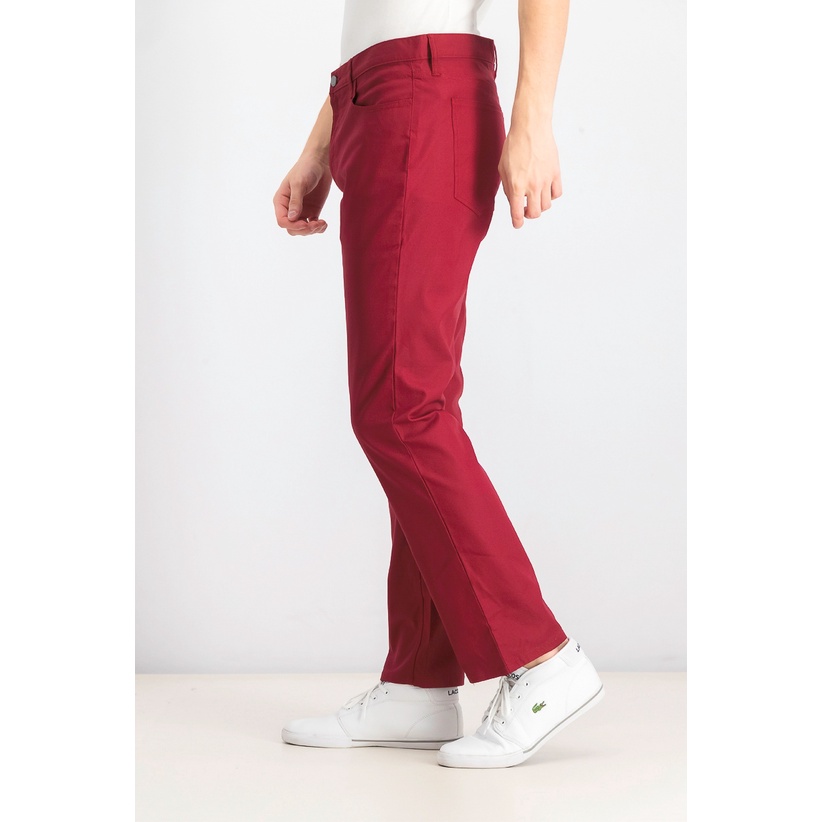 ALFANI Celana Panjang Chino Twill Stretch Maroon Regular Fit Red Formal Kasual Original