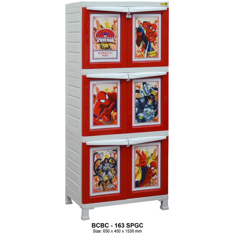 (PENGIRIMAN KHUSUS JNT/JNE/OJEK ONLINE) Lemari Plastik Napolly Spiderman