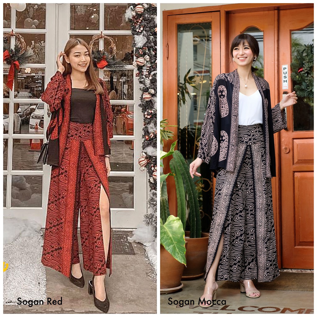 Setelan Batik Wanita Cardigan dan Celana panjang batik