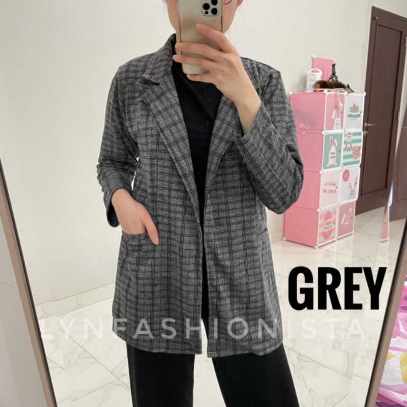 LYNFASHIONISTA-BLAZER WANITA PREMIUM/BLAZER KOREA KOTAK TARTAN/CARDIGAN OFFICE CASUAL/SONYA