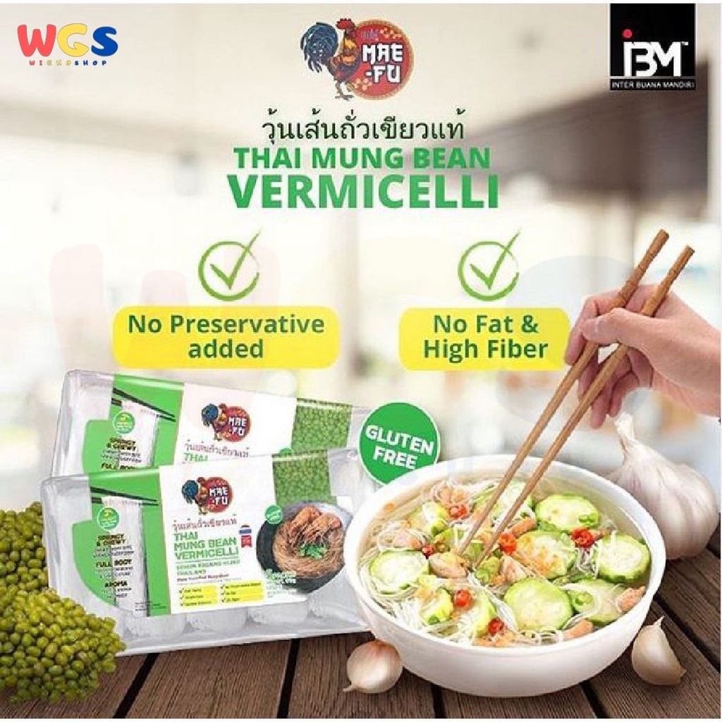 Mae Fu Thai Mung Bean Vermicelli Premium Gluten Free 5 x 35g - Bihun Sohun