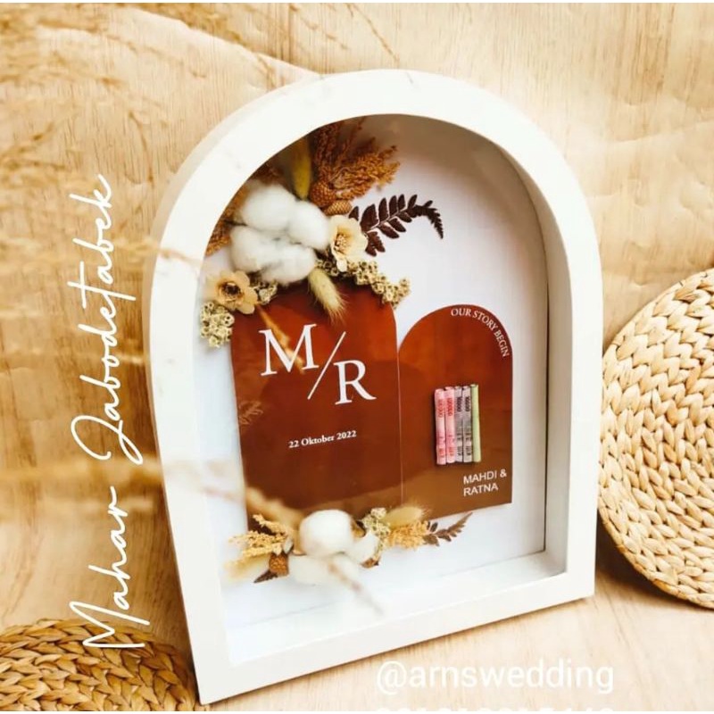 Bingkai Mahar 3D Pigura 3D Frame 3D Simbolis Mahar Uang Mahar Logam Mulia Mahar Pernikahan Box Nikah