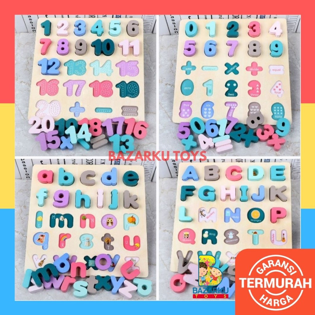 Ohye Chunky Puzzle Pastel Wooden Puzzle Anak Puzzle Kayu Jigsaw Puzzle 3D Mainan Edukasi 162-29