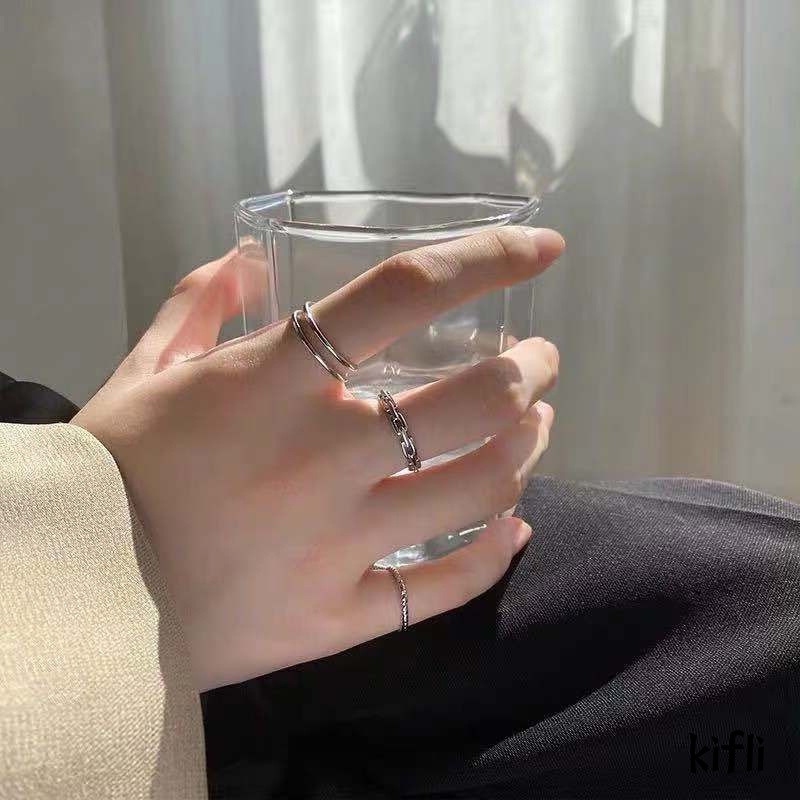 3 Pcs/set Korea Cincin,Untuk Wanita,Perak Sederhana,Fashion Perhiasan Aksesoris