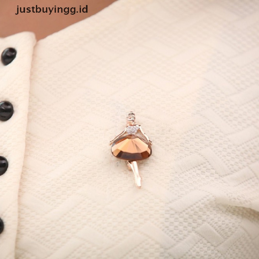 [justbuyingg.id] Fashion Princess Ballerina Brooch Pins Bling Crystal Brooches Ballet Girl Pins ID