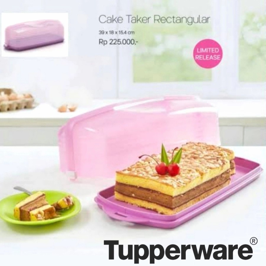 tupperware cake taker rectangular ungu purple - wadah roti cake pastry cookies penyajian ruang tamu 