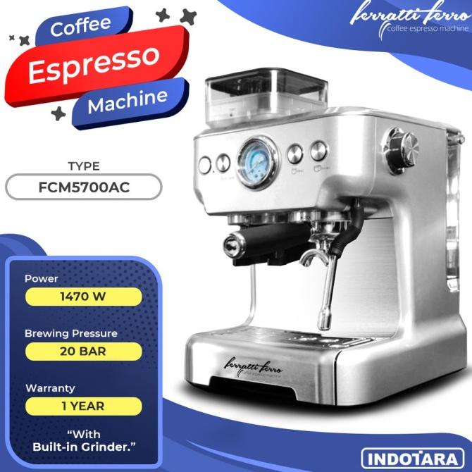 Spt Mesin Kopi Espresso Dengan Grinder Kopi Ferratti Ferro Fcm5700Ac Oliveoilmart