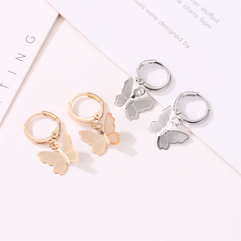 Anting Klip Bentuk Kupu-kupu Matte Gaya Korea Untuk Wanita /Anting Kupu-Kupu Gaya Korea Untuk Wanita