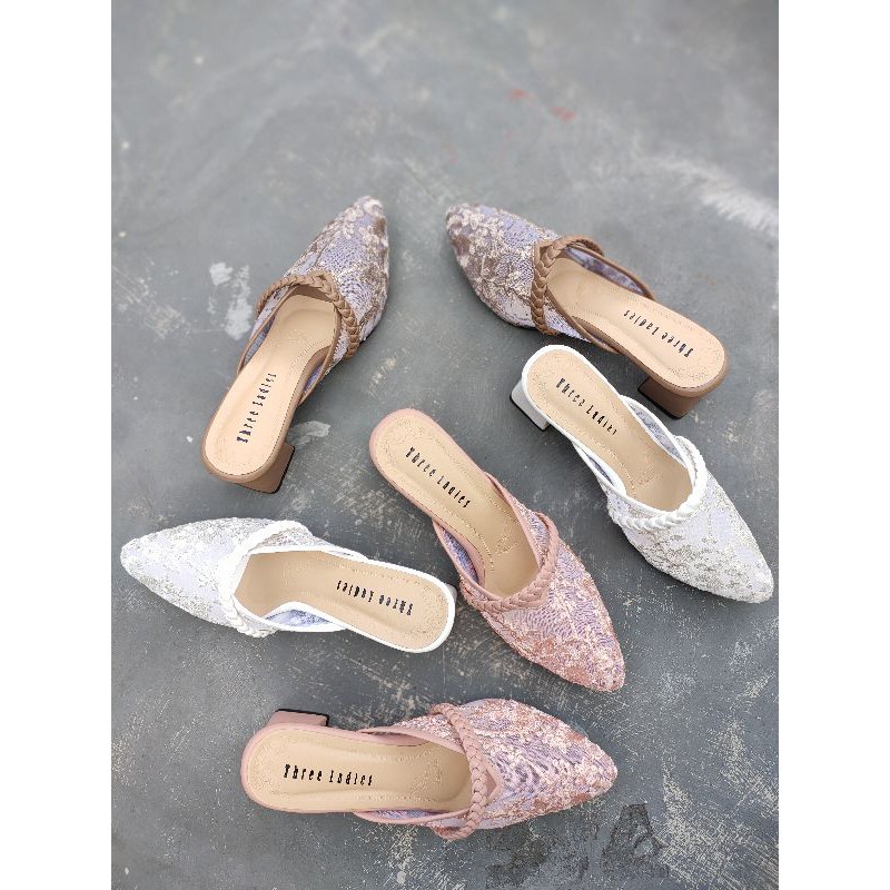 Elmarusy Heels| Wedding shoes | brokat kepang |Sendal wanita terbaru