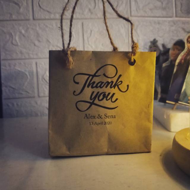 

100 lembar, Paper Bag, Tulisan Thankyou, Souvenir, Custom Tulisan Kertas