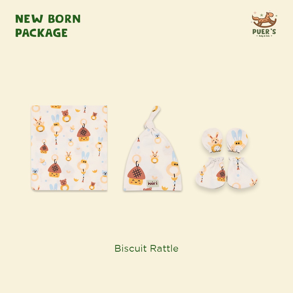 NEWBORN PACKAGE (SWADDLE SET) BISCUIT RATTLE